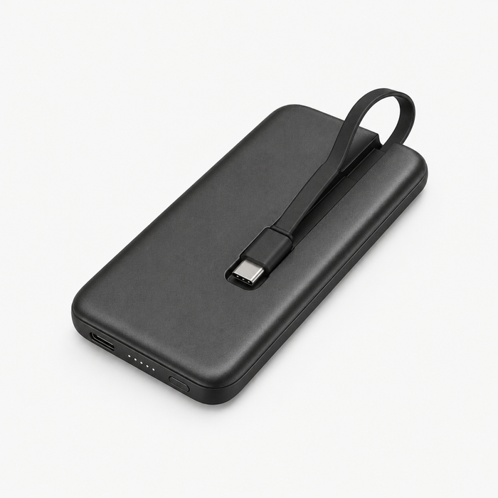 Slim Power Bank with Built-In Cable
